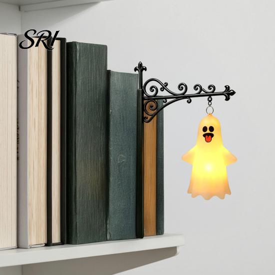 Portable Battery Powered Lamp Halloween Bookshelf Light, Vintage Metal Decorative Shelf Lamp, Miniature Chandelier for Bookcase Warm LED Nightlight