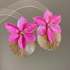 Oil Drip Orchid Flower Shell Earrings Shell Shape Ear Pendant Floral Ear Studs  Summer