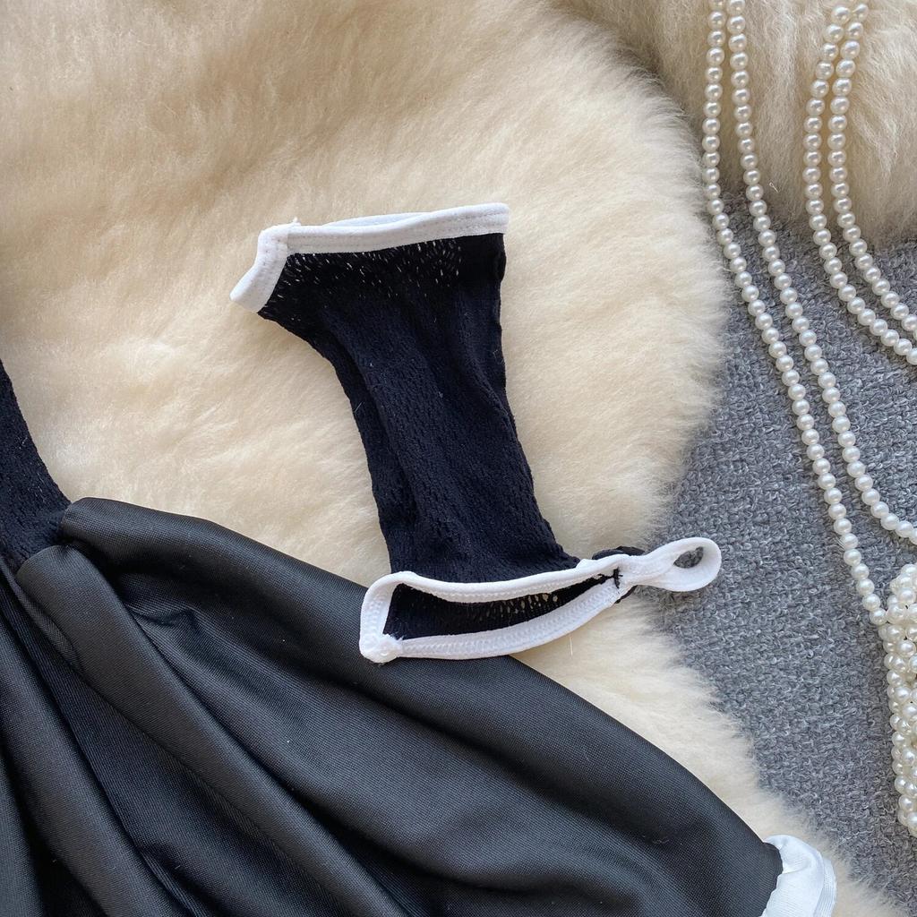 Japanese Cute Cat Erotic Night Dress Women Strapless Slim Bow Backless Nightwear Playsuits Female Hollow Out Sheer Uniform Sexy Pajamas 2024