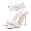 Fashion Fashion Weave Sandals Women's Summer Ankle Thin Strap Crystal Strange High Heel Ladies Sexy Peep Toe Party Wedding Sandalias