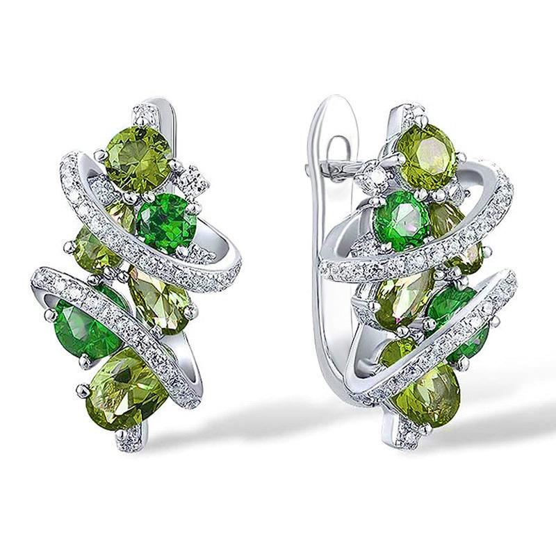 Fashion inlaid zircon earrings for women, geometric line ear buckles, new design sense light luxury high-end earrings