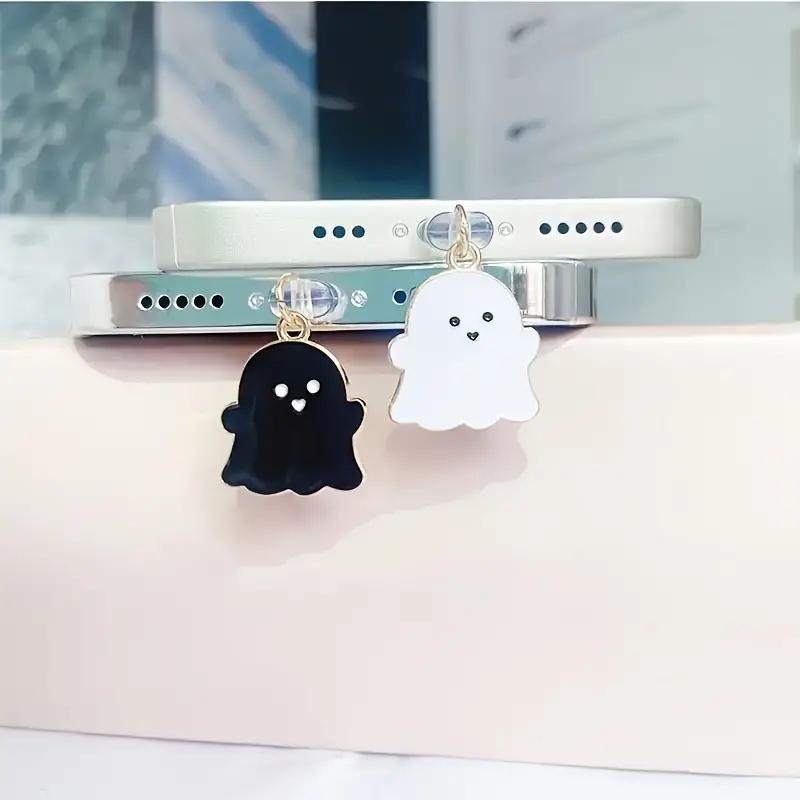 Mobile Phone Dust Plug Accessory Decoration For Iphone Type-c Port Dust Plug Pendant Cute Black And White Little Devil Halloween2