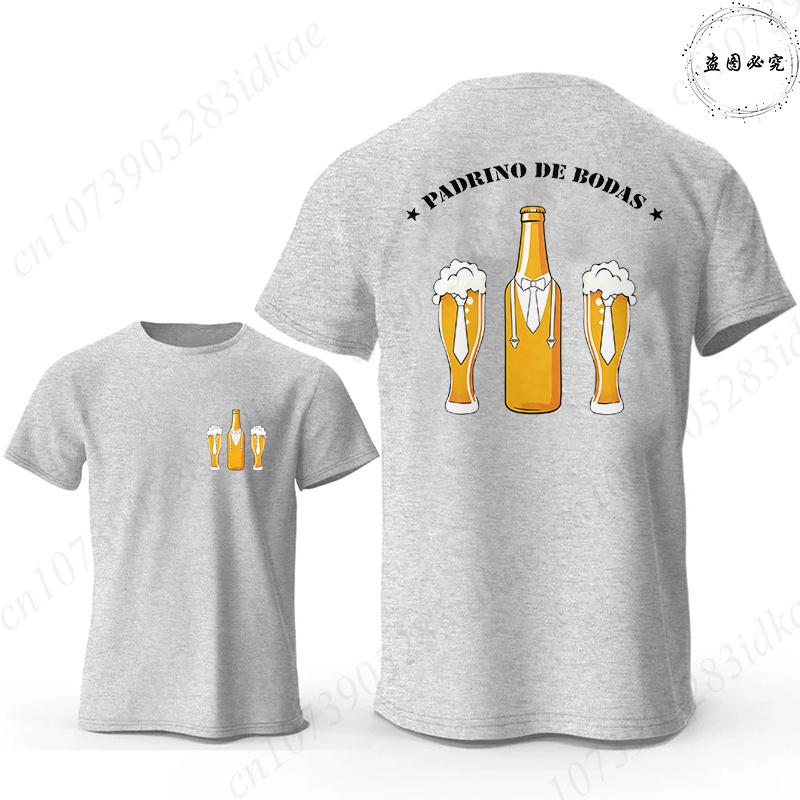 ОДЕЖДА ЖЕНИХА Футболки Испанский Унисекс Команда Жениха Девичник Бутылка Пива Галстук Графика ПередняяЗадняя Печать Футболки с Коротким Рукавом