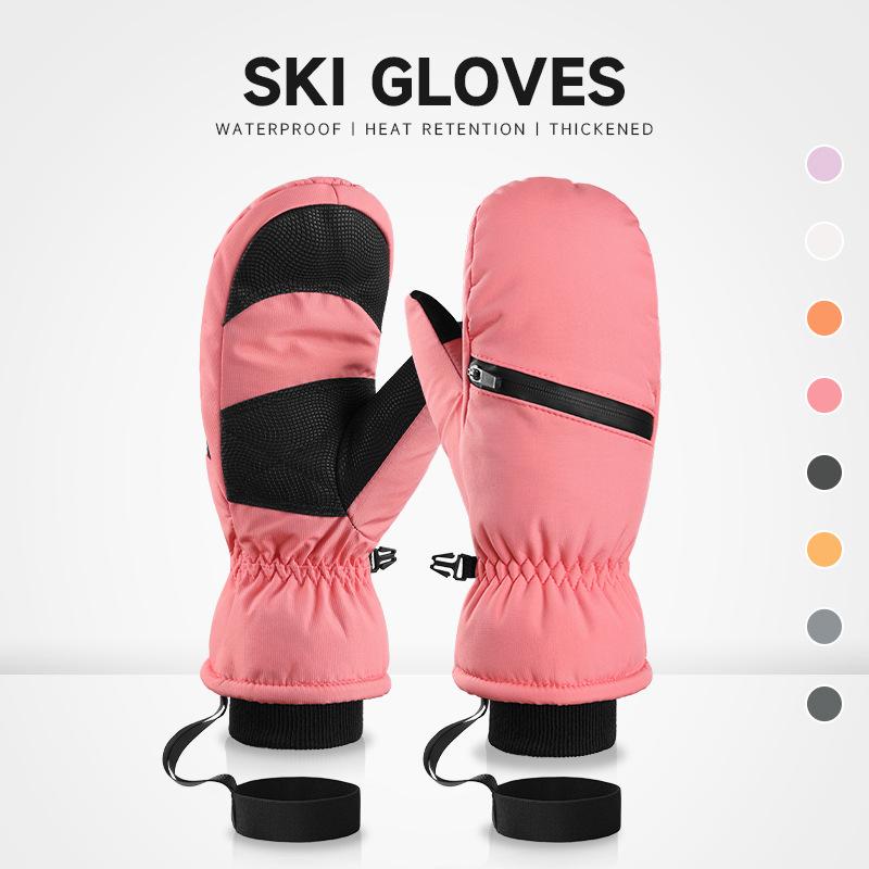 Ski gloves men's and women's winter cold-proof cycling snow three-proof fabric thickened warm outdoor sports gloves