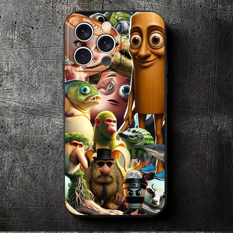 Italian Brainrot Animals Soft Phone Case for iPhone 16 16E 17 Air 15 Pro Max 14 Plus 13 Mini 11 12 7 Black Cover Back Shell