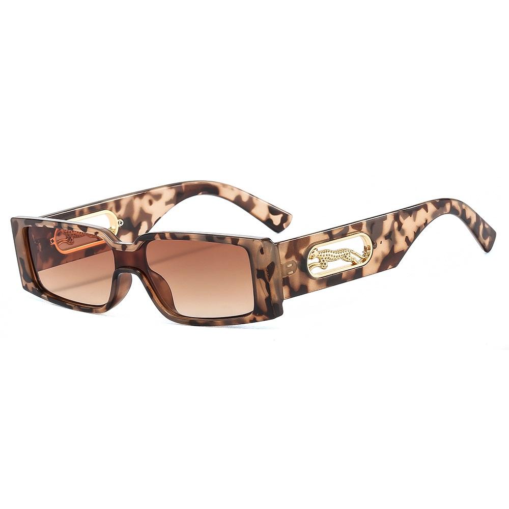 Small Rectangle Sunglasses Men Women Leopard Decoration Square Sun Glasses Travel Shades Retro Oculus Uv400 Femme