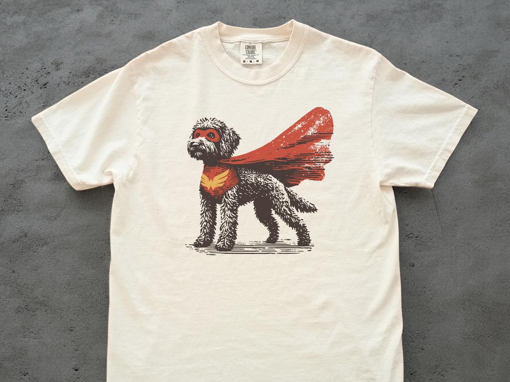 Labradoodle Superhero Shirt – Funny Labradoodle Dog Tee for Comic Fans, Fast Hero Dog Gift, Nerdy Pet Humor Shirt