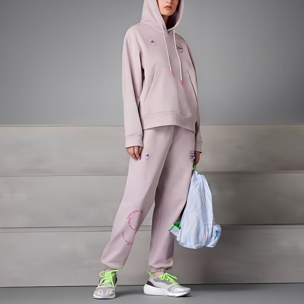 Adidas X Stella McCartney Collaboration Letter Print Loose Cuff Knit Sports Брюки женские Брюки розовые IA1500