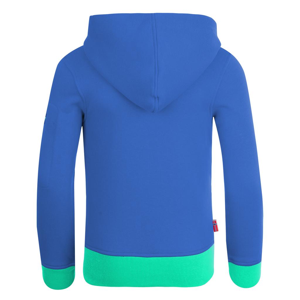 Bluza bawełniana dziecięca TrollKids Kids Sortland Jacket midnight blue/dark mint z kapturem niebieska (139-134)