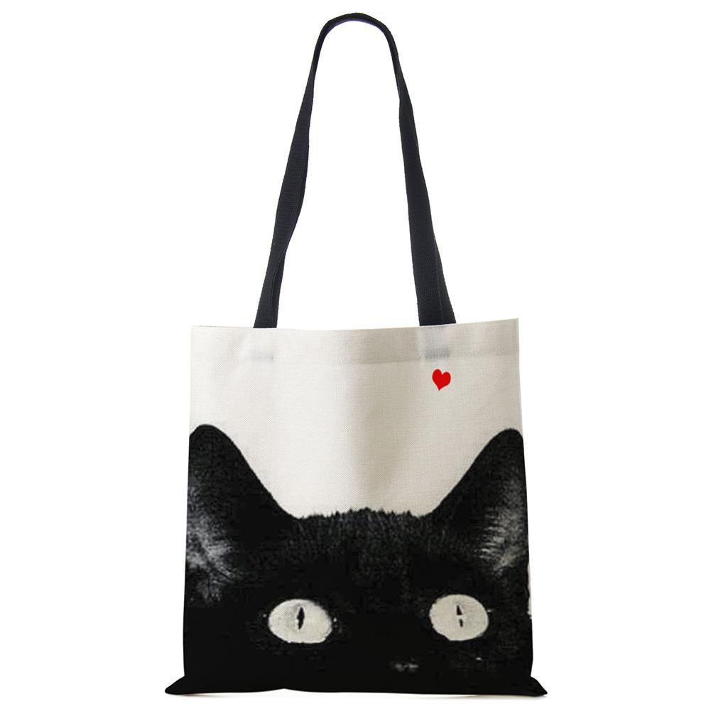 Персонализируйте Милый Акварельный Принт с Кошкой Женские Дизайнерские Холщовые Сумки Тканевые Эко Многоразовые Сумки-Шоперы Сумки на Плечо Школьная Сумка для Книг KTY