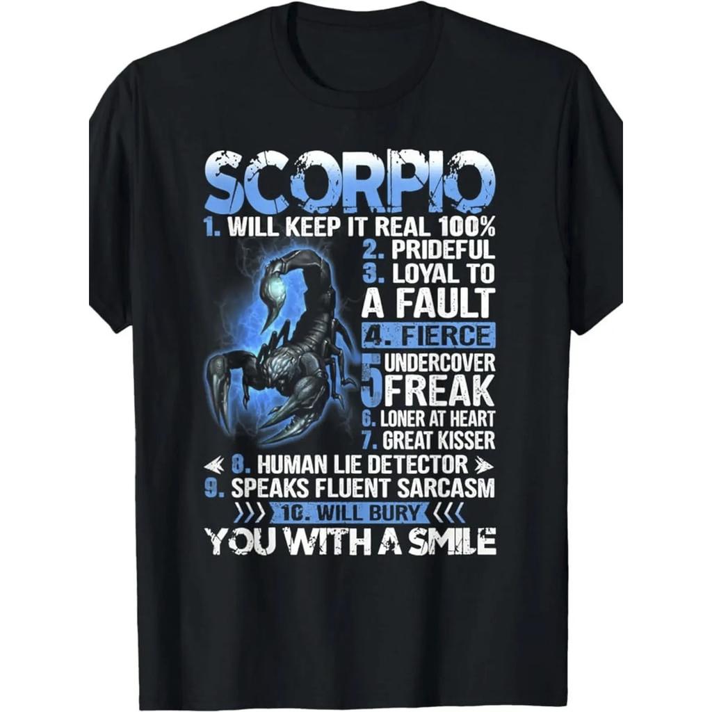 Scorpio Zodiac Graphic TShirt Men Fierce Sarcasm Personality Print Cotton Casual Round Neck Tee