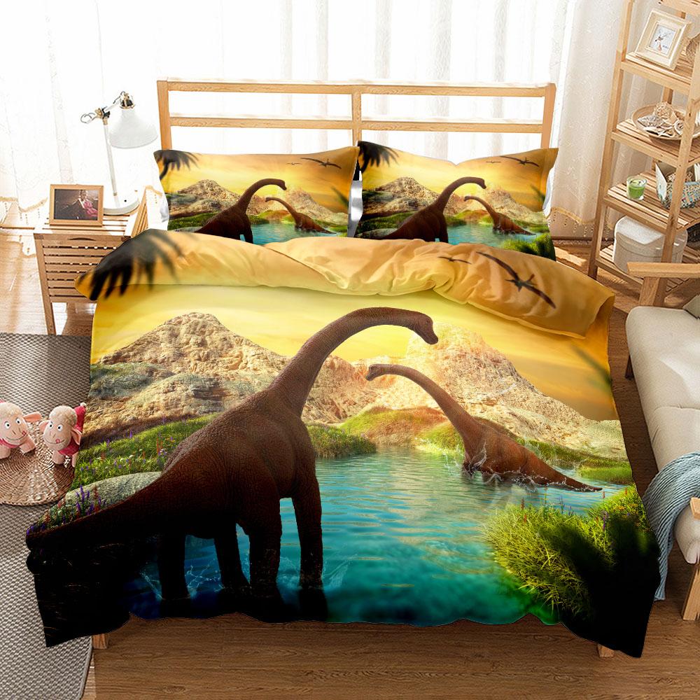 World Dinosaurs Children Duvet Cover Set EU Single Double King US Twin Full Queen Size  Bed Linen Set
