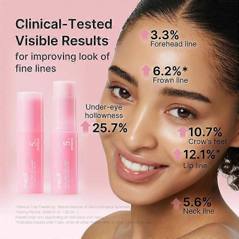 Pink Collagen Skin Care Set Anti Wrinkle Firming Skin Stick Improves Fine Lines Tightens Skin Texture for Daily Household Facial and Body Skin Nourish