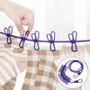 1pcs Portable Clothesline With 12 Clips Polychrome Outdoor No Punching Required Travel Camp Retractable Clothes Rope Drying Rack