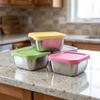 Silicone Lid Food Storage Container Stackable Meal Prep Container  Office Use