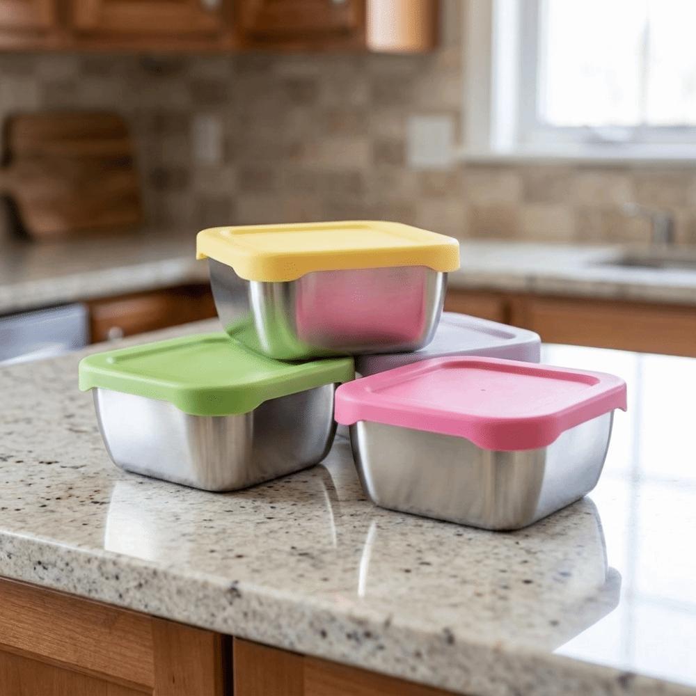 Silicone Lid Food Storage Container Stackable Meal Prep Container Office Use