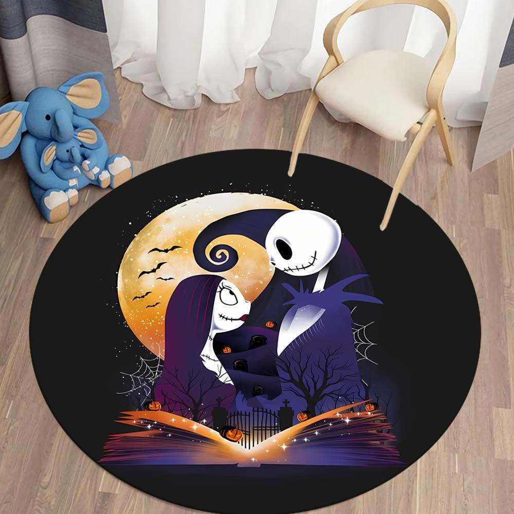 1pc The Nightmare Before Christmas Round Area Rug , Playroom Bedroom Living Room Indoor Decor Rug , Perfect for Leisure Areas , Bedside , Cl