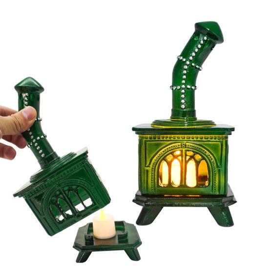 Mini Fireplace Candle Holder with LED Candle Decorative Flameless Candle Stand Candlestick Table Centerpiece Holiday Party