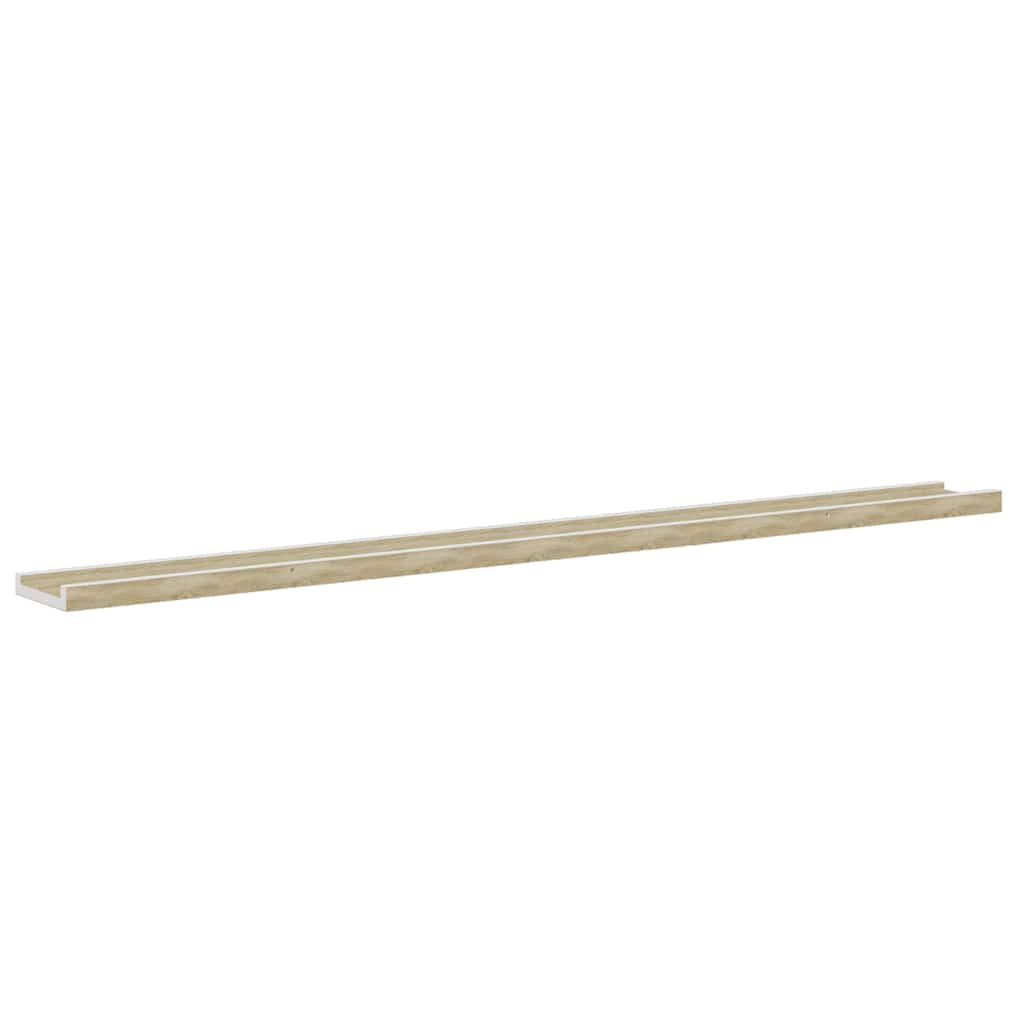 Wall Shelves 4 pcs White and Sonoma Oak 115 x 9 x 3 cm