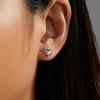 Серьги-гвоздики из меди с двойным сердцем, платиновые круглые белые циркониевые серьги с полым дизайном