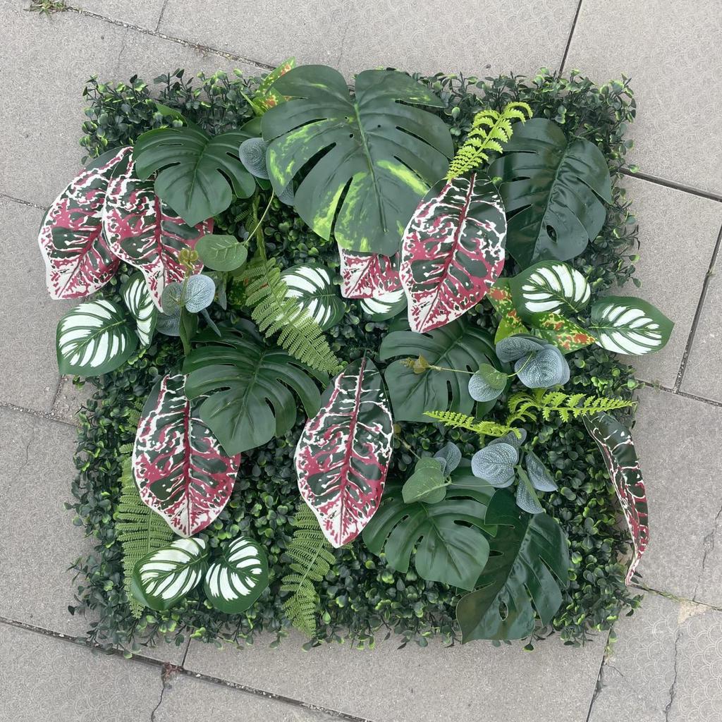 50×50cm Artificial Green Plant Wall - Plastic Vertical Garden, Fake Flower Wall, Synthetic Turf Background