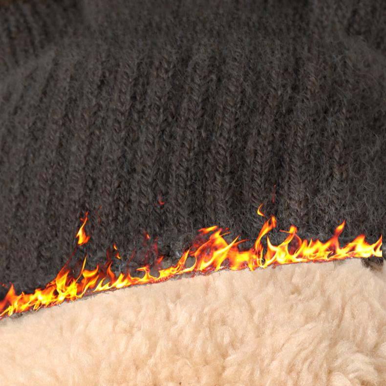 Зимние теплые перчатки с двойным слоем толстой шерсти и вязаными внутренними перчатками из арктического бархата