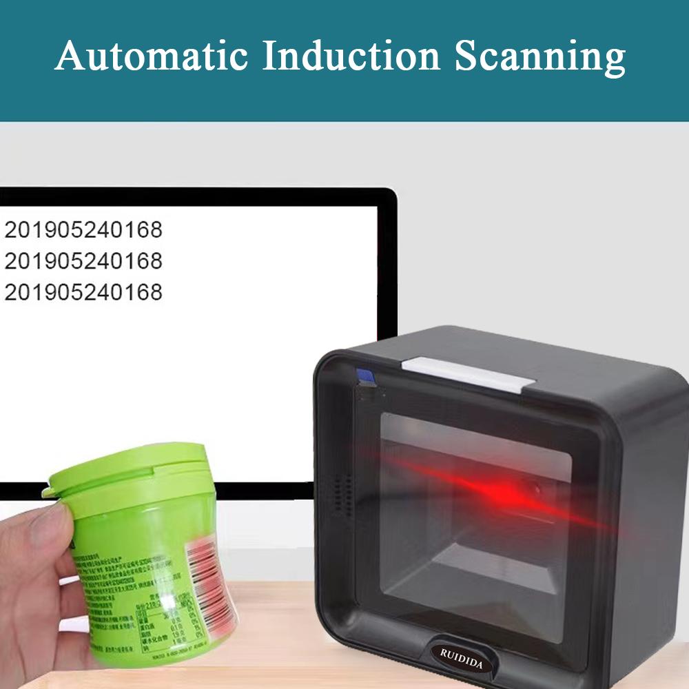 1D 2D Platform Barcode Scanner Desktop Bar Reader Hands-Free Code Scanner Wired USB Scanner QR Code Reader