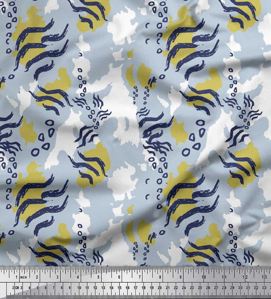 Soimoi Red Japan Crepe Satin Fabric Zebra & Leopard Animal Skin Print Fabric by the Metre 42 Inch