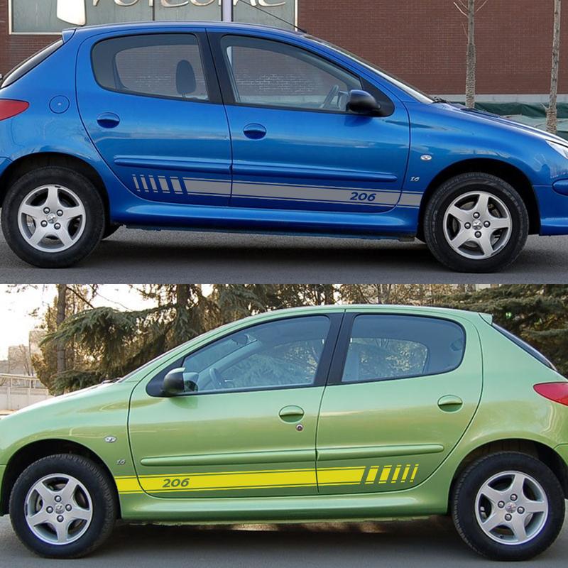 Car Side Line Stickers Tuning Accessories Vinyl Film Decals for Peugeot 206 DIY Auto Sports Decal Graphics Wrap Accessories
