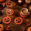 4 Piece Halloween Pumpkin Shaped Coasters Cotton Rope Woven Tabletop Decoration Heat Resistant Bowl Plate Mats Coffee Cup Coasters Set
