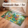 Dinosaur Theme Soft Crystal Velvet Rug Custom Name & Text Print Non Slip Floor Rug for Bedroom Living Room