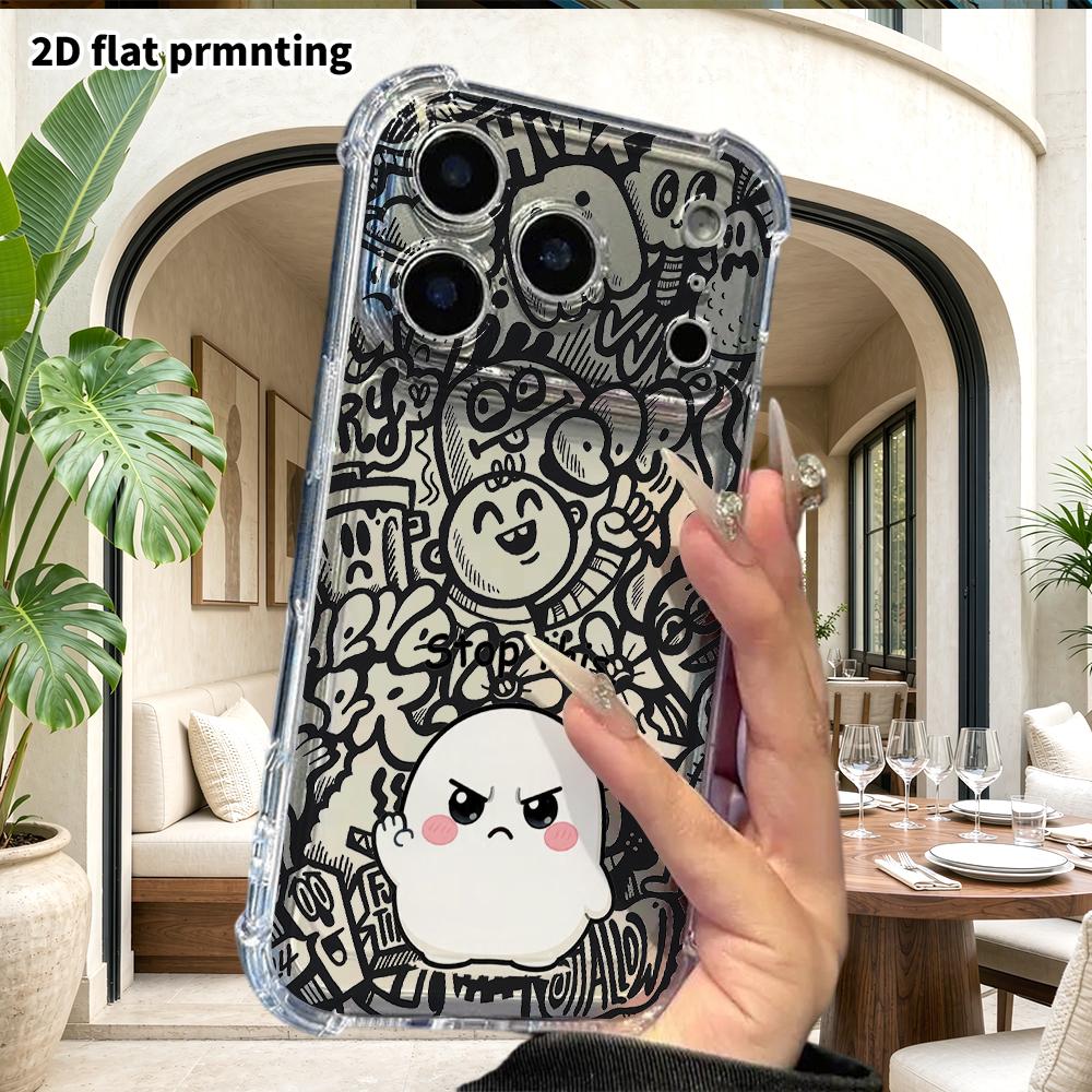 Чехол для телефона: 2D плоский подходящий для iPhone 18 17 16 15 14 13 Pro прозрачный защитный чехол на угол, стоп, Рождественские и Хэллоуинские подарки