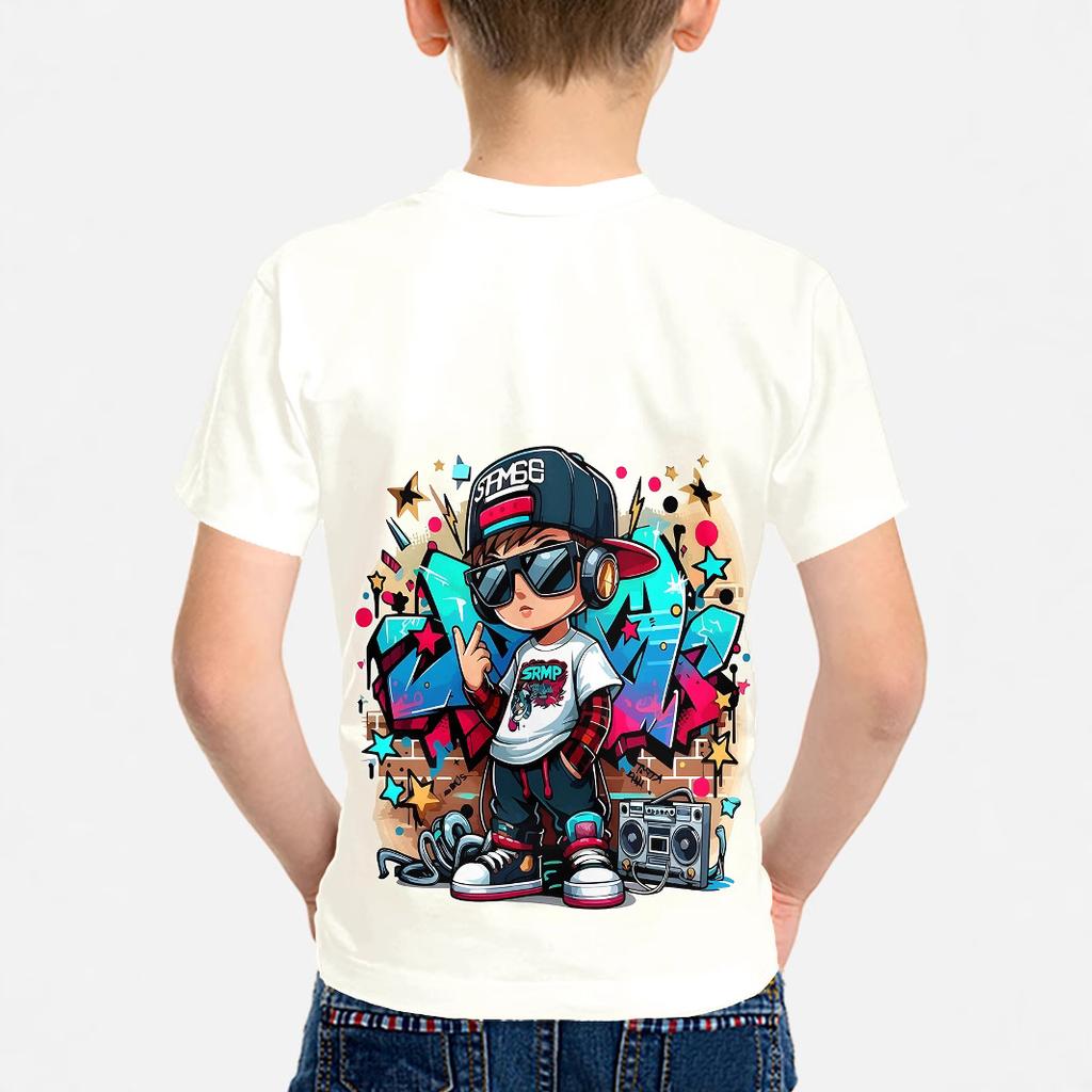 Летняя футболка с круглым вырезом, в стиле хип-хоп, с 3D-принтом мультяшного персонажа, модная, повседневная, с коротким рукавом, детская, для мальчика