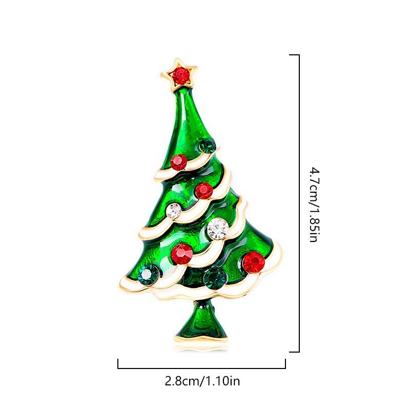 1PC Red Brooches Lapel Pin Corsage Christmas Tree Imitation Rhinestone Trend Enamel Jewelry