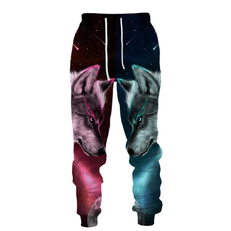 Повседневные брюки с 3D принтом волка, мужская спортивная одежда, длинные брюки, мужские уличные спортивные штаны, мужские брюки в стиле хип-хоп