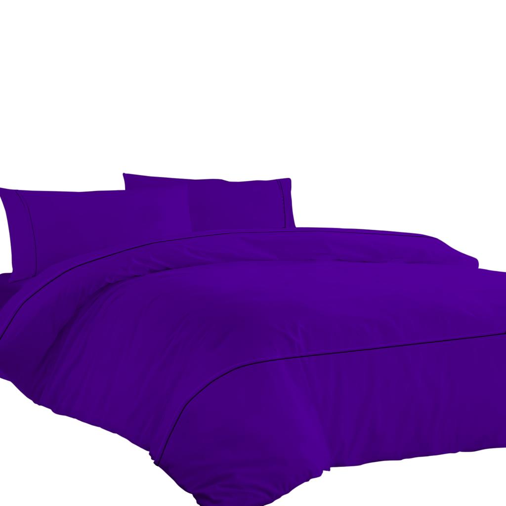 Комплект постельного белья из египетского хлопка премиум-класса 600TC с гладкой горизонтальной окантовкой (Набор из 3 предметов: 1 пододеяльник и 2 наволочки) - Различные размеры и цвета