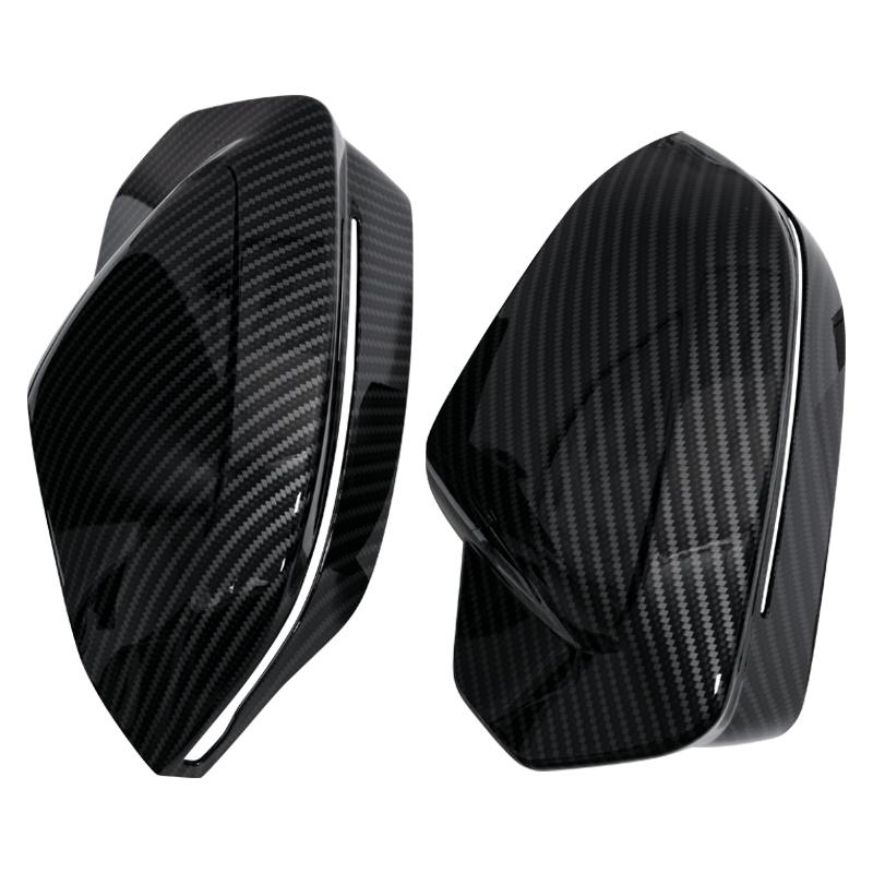 For BMW 5 Series i5 G60 2pcs Side Wing Rearview modified car styling Bright black Carbon Fiber Pattern Mirror Cover caps