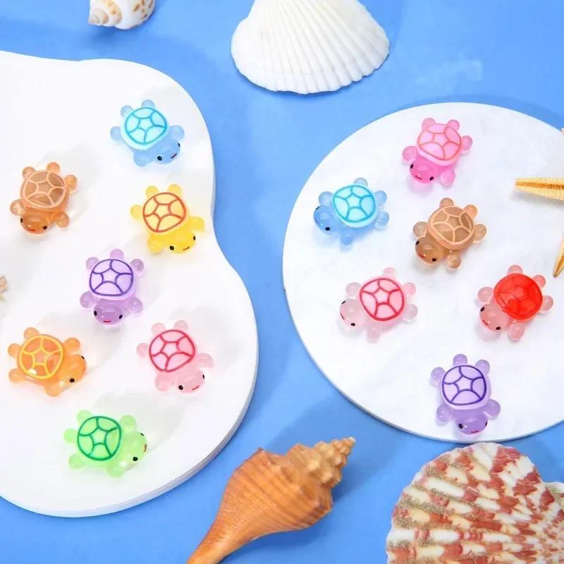 300pcs Cute Mini Resin Turtles Self-Luminous Turtle Miniatures Resin Tiny Turtles Nails DIY Accessories Creative Gifts Toys