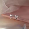 Bow Stud Earrings Women's Small Temperament Sweet Earrings Design Sense Exquisite Light Luxury Ear Jewelry
