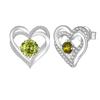 Multicolor Birthstone Ear Studs Heart Stud Earrings Birthday Gift For Women & Girls