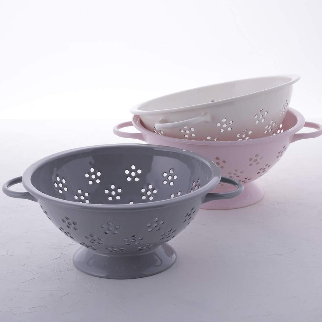 Fuji Enamel Draining Bowl Colander 22cm (Pink)
