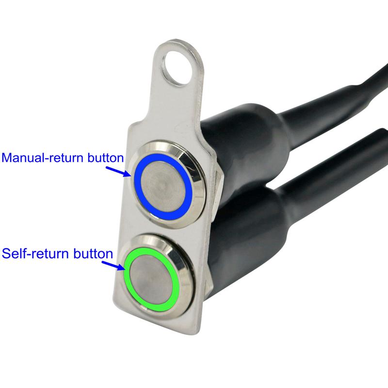 Светодиодный переключатель LMoDri для мотоцикла, водонепроницаемый переключатель включения-выключения на руль, регулируемое крепление, переключатели из нержавеющей стали, кнопка DC12V, противотуманный свет
