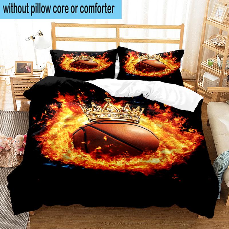 3PCS Basketball Crown Fire Sport 3pcs Bedding,Including 3PCS Duvet Cover And 2pcs Pillowcases Perfect for Christmas,Ideal for Bedroom, Dormitory
