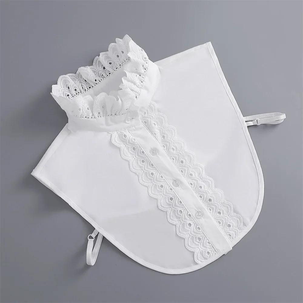Korean Hollow Out Lace Fake Collar for Sweater Blouse Shirt Detachable Shirt Collar Neckwear Lapel Blouse Top False Collar
