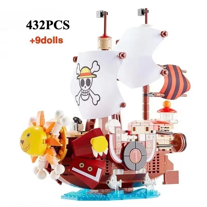 One Piece 1484 детали/432 детали+9 фигурок Корабль Тысяча Солнц Конструктор Мультяшный Пиратский Корабль Набор Кирпичиков Игрушки для Детей Рождественские Подарки
