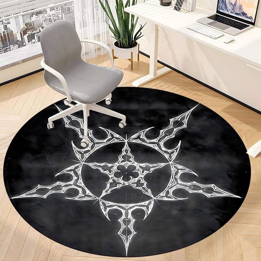 1PC Gothic Star Pattern Chair Carpet for Office, Indoor Non-Slip Washable Carpet, Soft Comfortable Mat For Office Room yy250930323