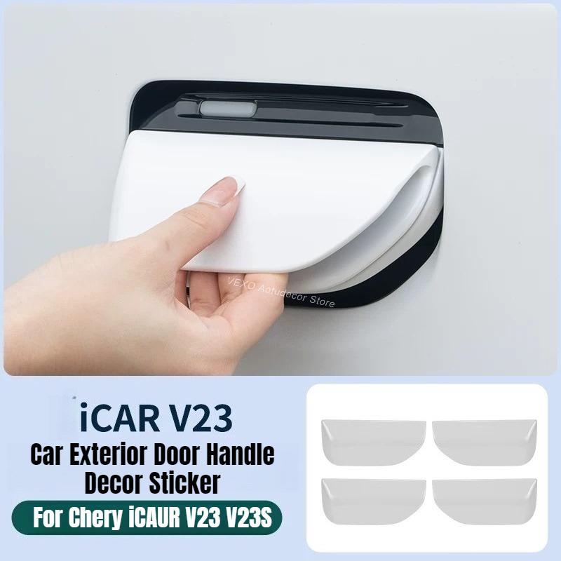 For Chery iCAR iCAUR V23 V23S Door Handle Decor Sticker Door Pull Anti-scratch Protector Cover Modification Exterior Accessories