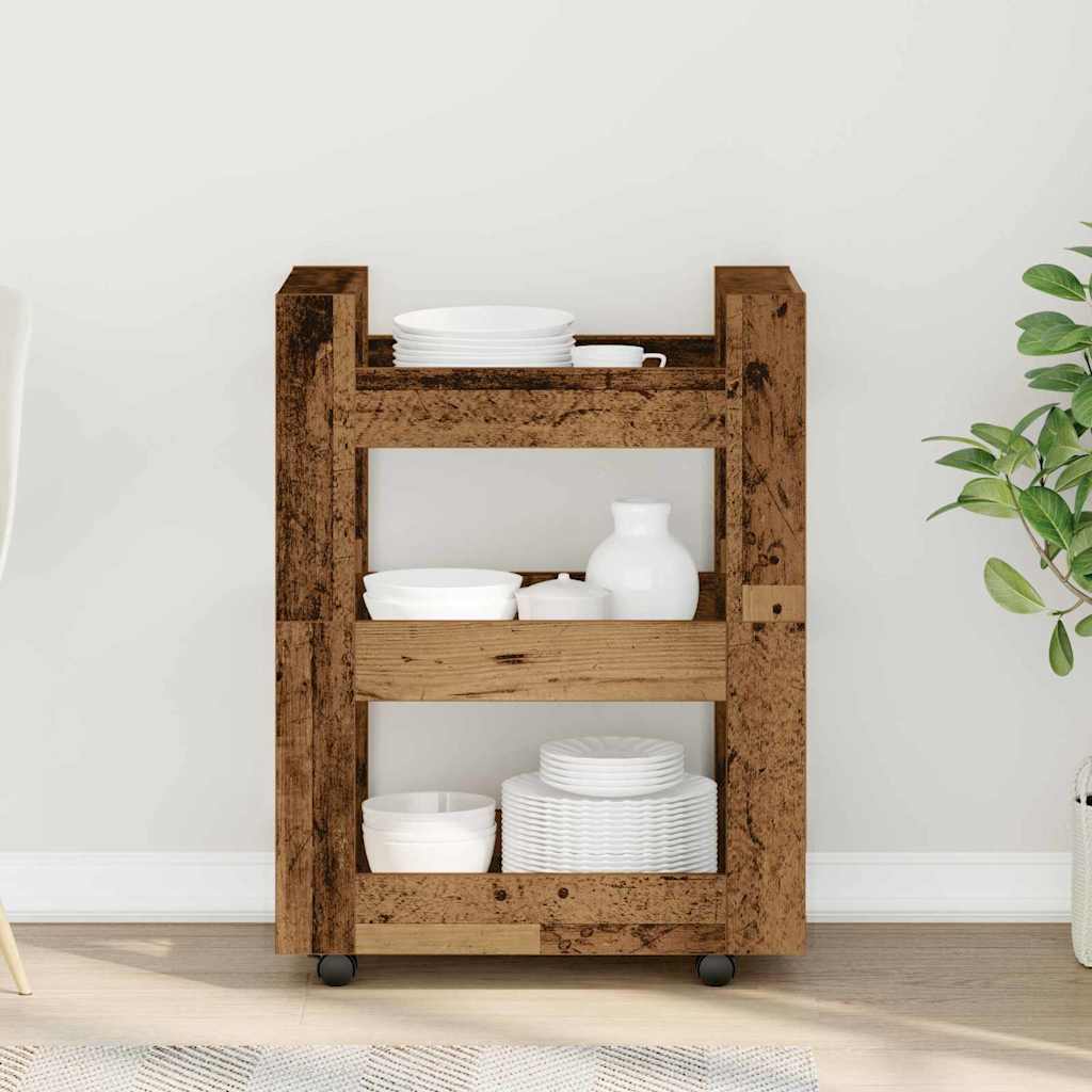 Kitchen Trolley Oak Wood Finish 60 x 45 x 80 cm Engineered Wood
