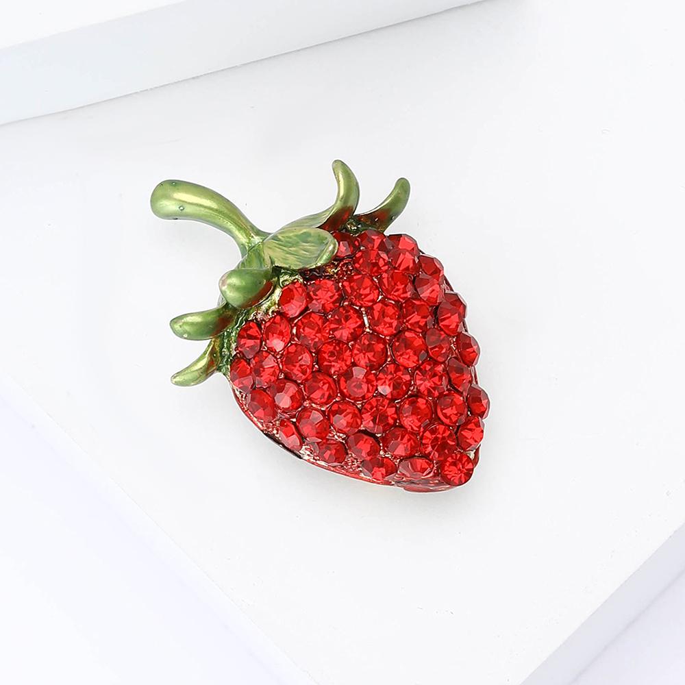 Брошь-булавка в виде клубники со стразами, броши-фрукты в золотых тонах, ювелирные изделия в подарок