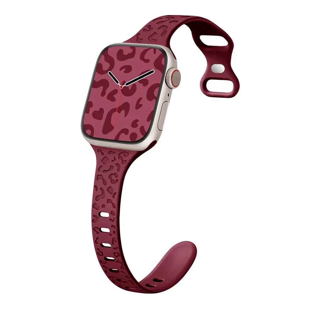 Тонкий ремешок для Apple Watch Band 40 мм, 41 мм, 42 мм, 38 мм, 49, 44 мм, 45 мм, силиконовый браслет с гравировкой Correa Series 8, 7, 6, 9, 5, 4, 3 SE Ultra